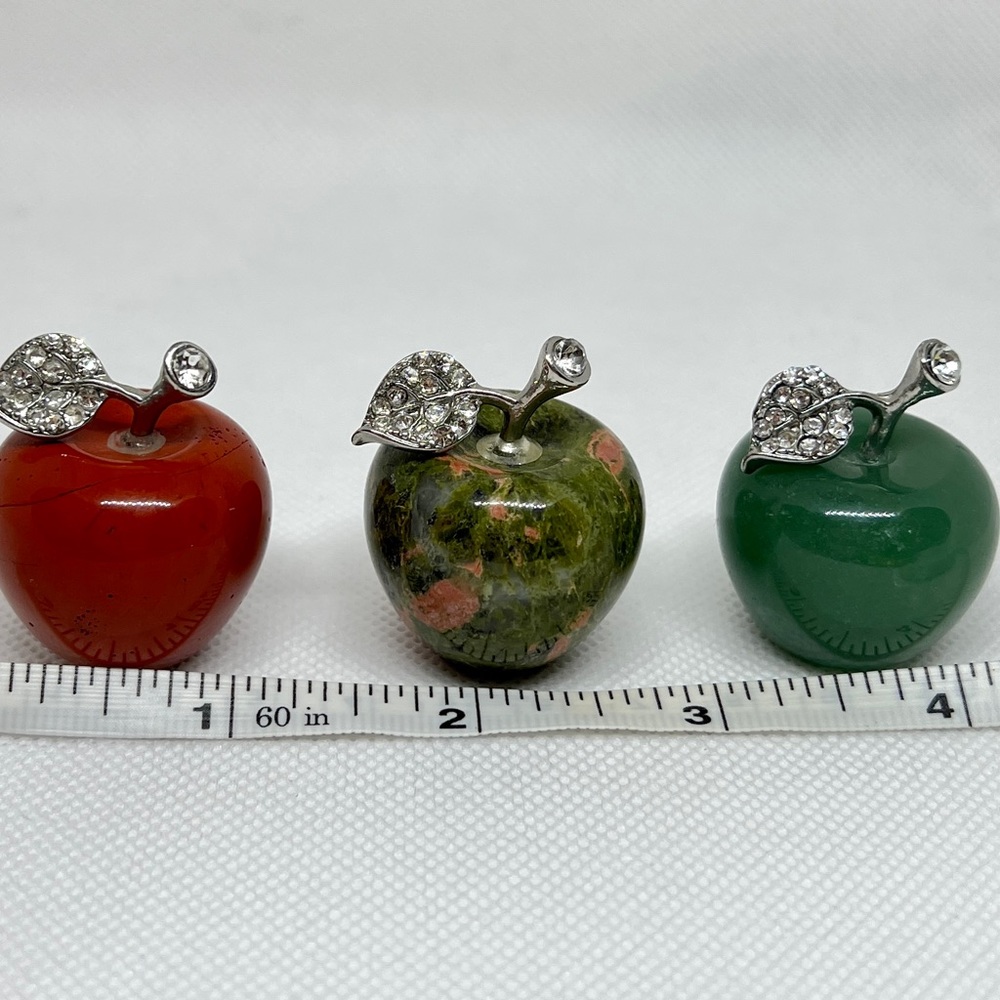 3 Crystal Apples Jasper and Aventurine